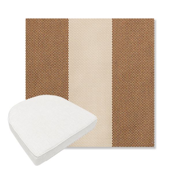 Picture of Rothko Latte | Boxed Contoured Outdoor Dining Chair Seat Cushions - Sunbrella© Fabric