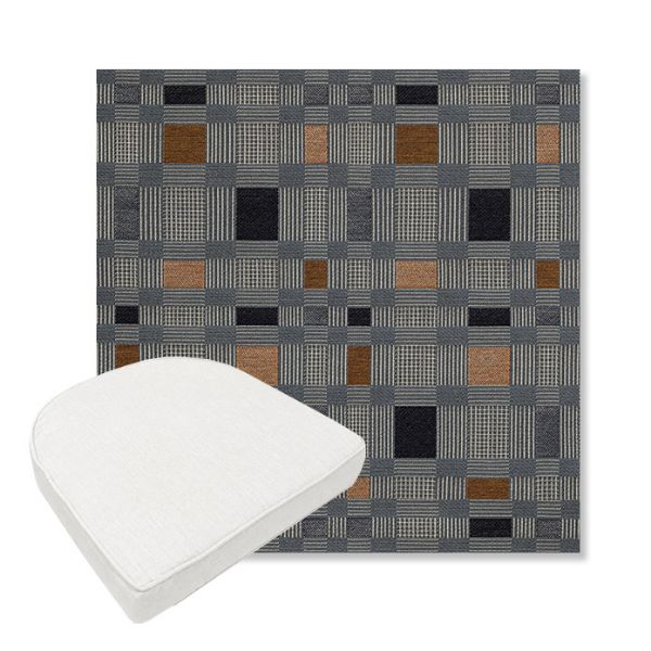 Picture of Rubix Vintage Denim | Boxed Contoured Outdoor Dining Chair Seat Cushions - Sunbrella© Fabric