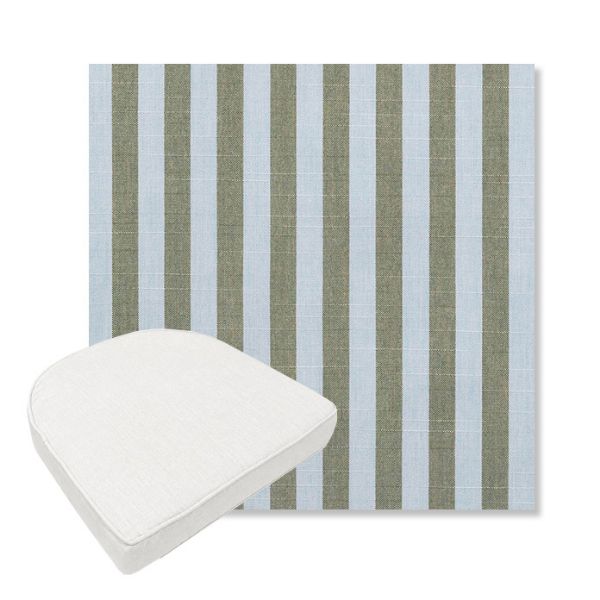 Picture of Sail Away Aloe | Boxed Contoured Outdoor Dining Chair Seat Cushions - Sunbrella© Fabric