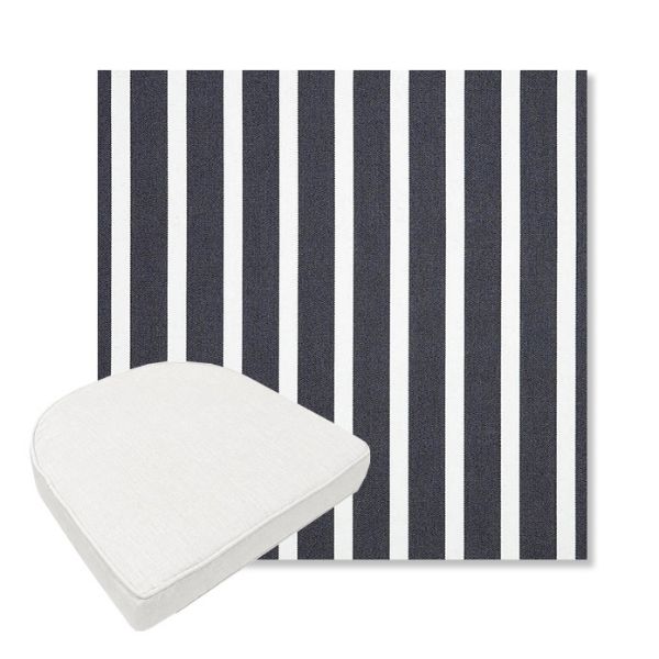 Picture of Shore Navy | Boxed Contoured Outdoor Dining Chair Seat Cushions - Sunbrella© Fabric