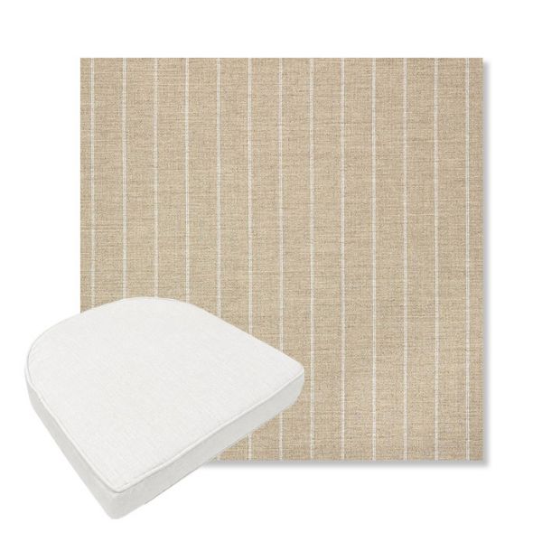 Picture of Ticking Dove | Boxed Contoured Outdoor Dining Chair Seat Cushions - Sunbrella© Fabric