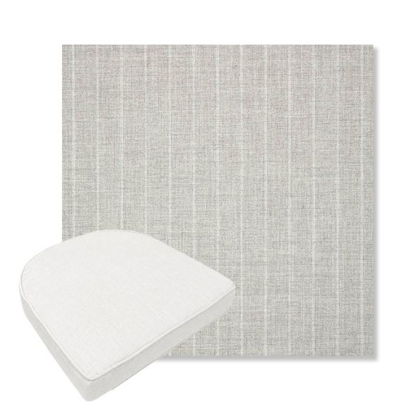 Picture of Ticking Fog | Boxed Contoured Outdoor Dining Chair Seat Cushions - Sunbrella© Fabric