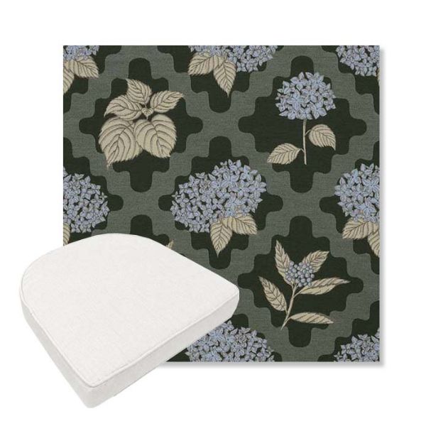 Picture of Trellis Topiary | Boxed Contoured Outdoor Dining Chair Seat Cushions - Sunbrella© Fabric