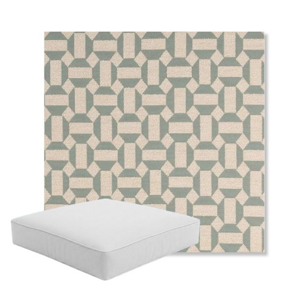 Picture of Assemble Mist | Boxed Square Outdoor Seat Cushion - Sunbrella© Fabric
