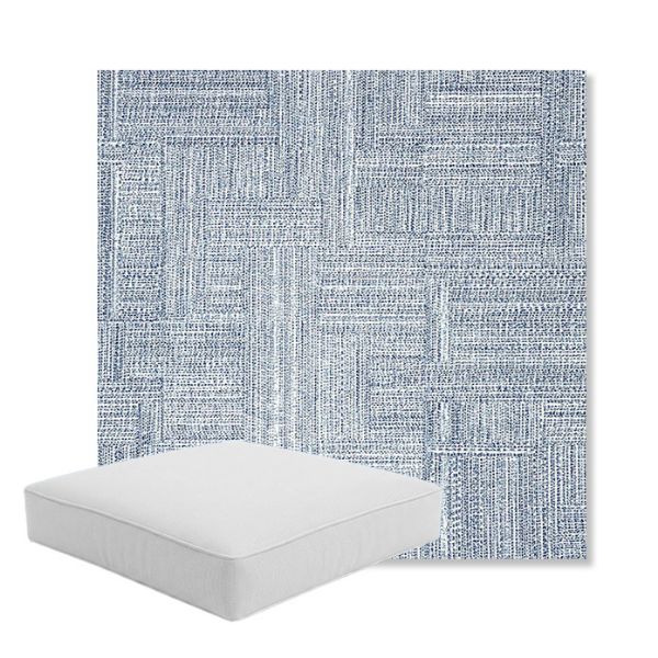 Picture of Boro Indigo | Boxed Square Outdoor Seat Cushion - Sunbrella© Fabric