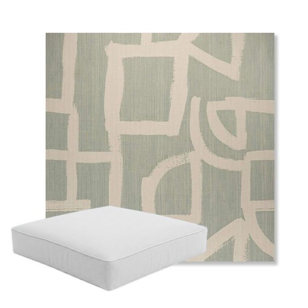 Picture of Brushstroke Duckegg | Boxed Square Outdoor Seat Cushion - Sunbrella© Fabric