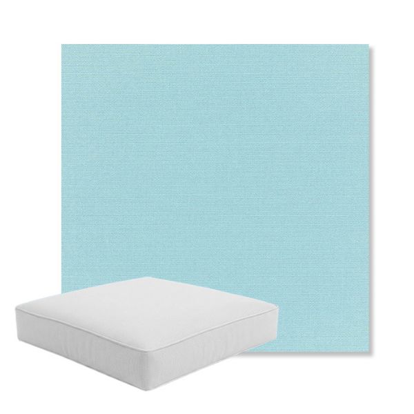 Picture of Canvas Mineral Blue | Boxed Square Outdoor Seat Cushion - Sunbrella© Fabric