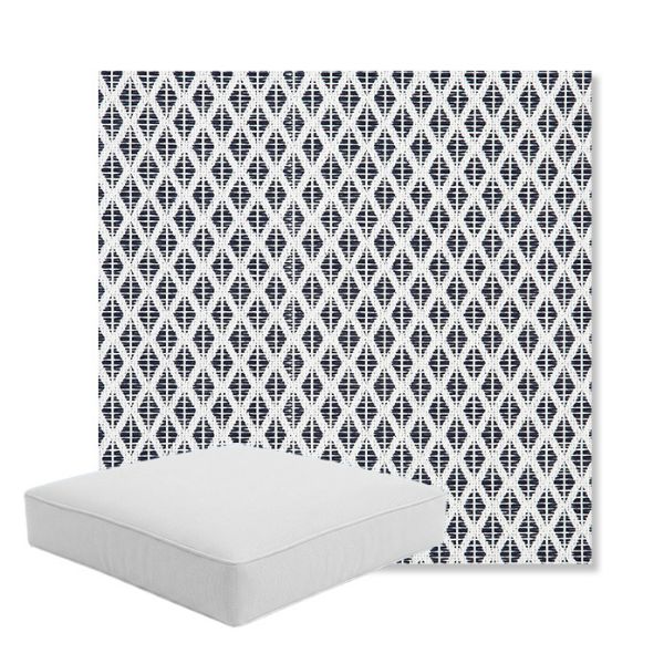 Picture of Detail Navy | Boxed Square Outdoor Seat Cushion - Sunbrella© Fabric
