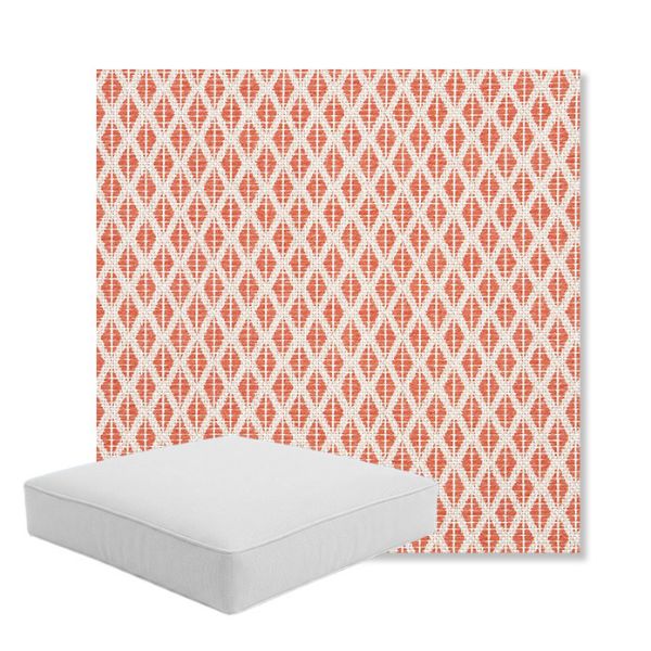 Picture of Detail Persimmon | Boxed Square Outdoor Seat Cushion - Sunbrella© Fabric