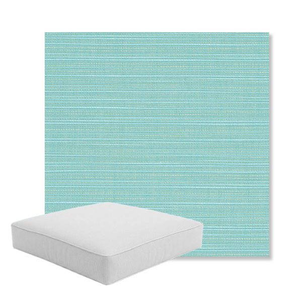 Picture of Dupione Celeste | Boxed Square Outdoor Seat Cushion - Sunbrella© Fabric