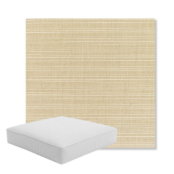 Picture of Dupione Sand | Boxed Square Outdoor Seat Cushion - Sunbrella© Fabric