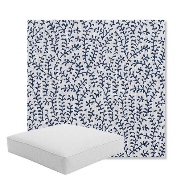 Picture of Eberly Peacock | Boxed Square Outdoor Seat Cushion - Sunbrella© Fabric