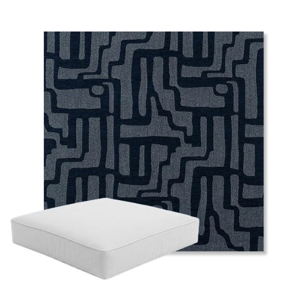 Picture of Escher Indigo | Boxed Square Outdoor Seat Cushion - Sunbrella© Fabric