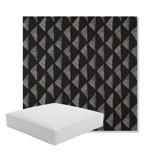 Picture of Etched Angles Char | Boxed Square Outdoor Seat Cushion - Sunbrella© Fabric