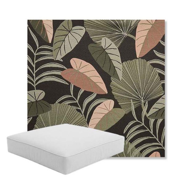 Picture of Fernie Midnight Garden | Boxed Square Outdoor Seat Cushion - Sunbrella© Fabric