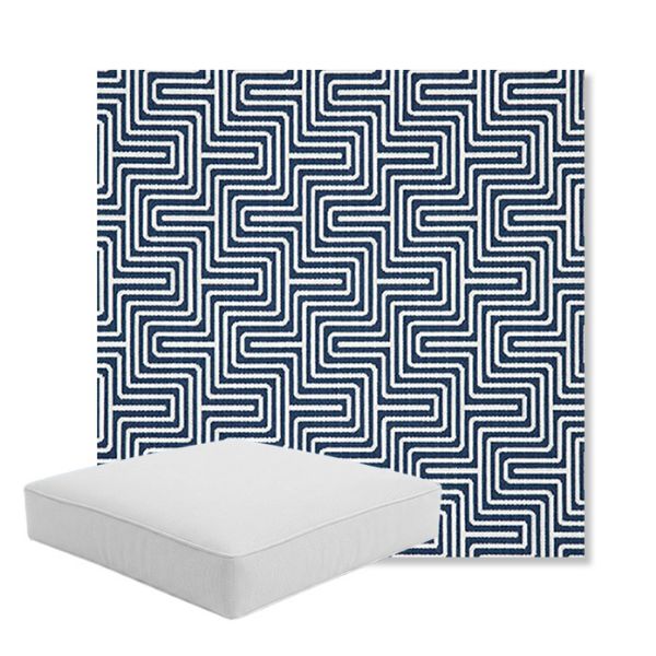 Picture of Figure Indigo | Boxed Square Outdoor Seat Cushion - Sunbrella© Fabric
