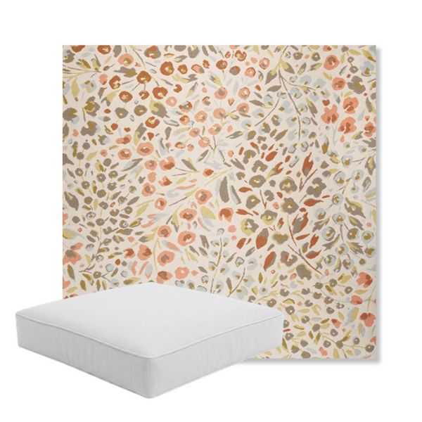 Picture of Flora Sunset | Boxed Square Outdoor Seat Cushion - Sunbrella© Fabric