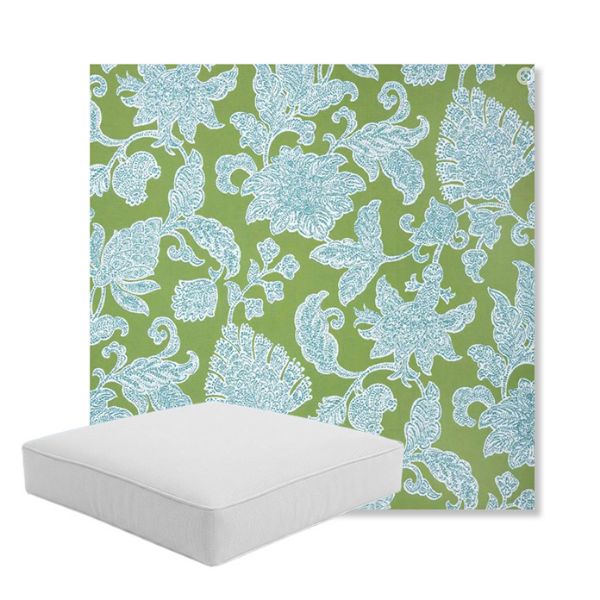 Picture of Floral Song Spring | Boxed Square Outdoor Seat Cushion - Sunbrella© Fabric