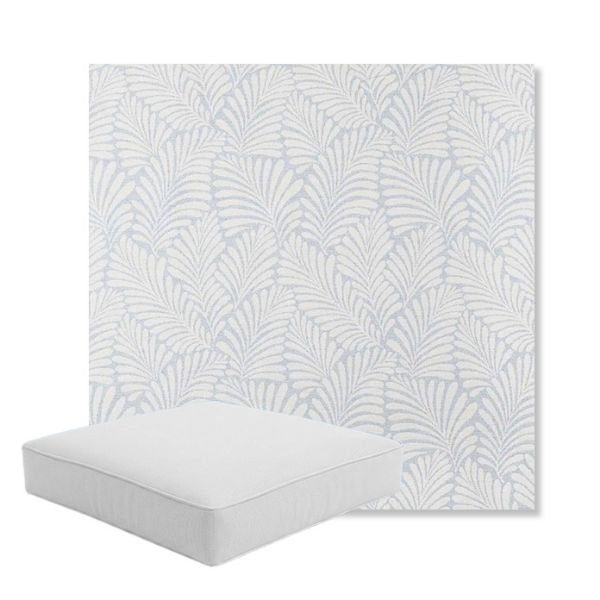 Picture of Frond Sky | Boxed Square Outdoor Seat Cushion - Sunbrella© Fabric