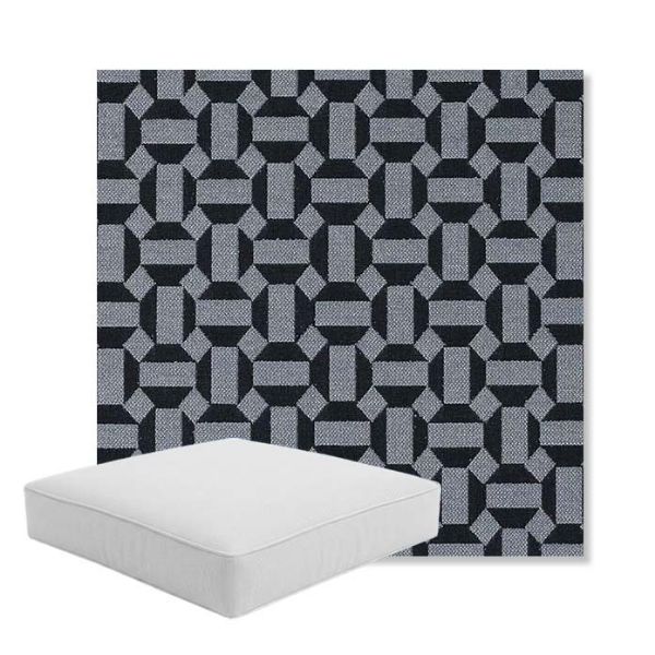 Picture of Hoopla Blue Jay | Boxed Square Outdoor Seat Cushion - Sunbrella© Fabric