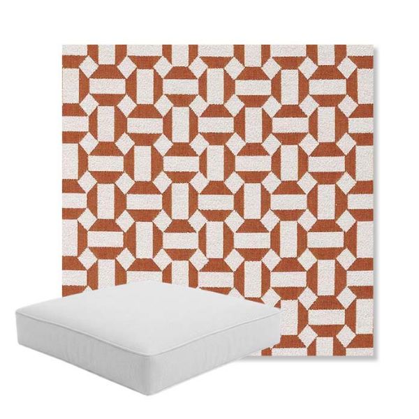 Picture of Hoopla Tobiko | Boxed Square Outdoor Seat Cushion - Sunbrella© Fabric