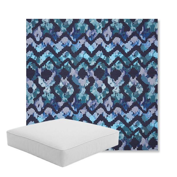 Picture of Inga Waterscape | Boxed Square Outdoor Seat Cushion - Sunbrella© Fabric