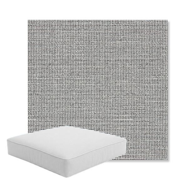 Picture of Kudos Newsprint | Boxed Square Outdoor Seat Cushion - Sunbrella© Fabric