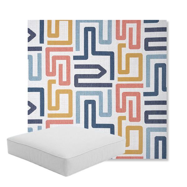 Picture of Labyrinth Fiesta | Boxed Square Outdoor Seat Cushion - Sunbrella© Fabric