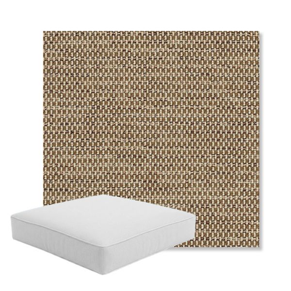Picture of Mainstreet Latte | Boxed Square Outdoor Seat Cushion - Sunbrella© Fabric