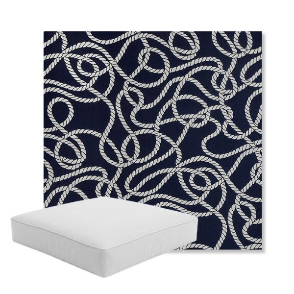 Picture of Maritime Nautical | Boxed Square Outdoor Seat Cushion - Sunbrella© Fabric