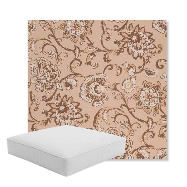 Picture of Martha Floral Dogwood | Boxed Square Outdoor Seat Cushion - Sunbrella© Fabric