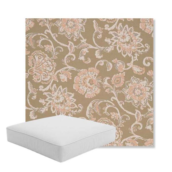 Picture of Martha Floral Spring | Boxed Square Outdoor Seat Cushion - Sunbrella© Fabric