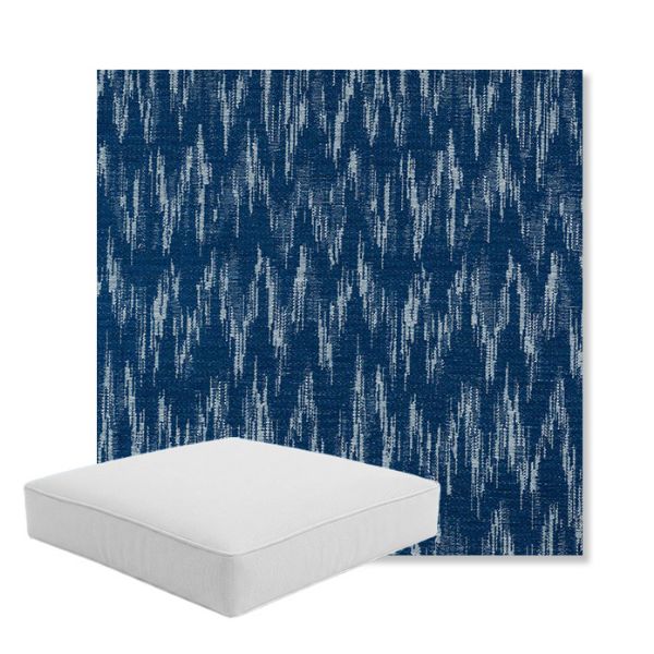 Picture of Mountains Lagoon | Boxed Square Outdoor Seat Cushion - Sunbrella© Fabric