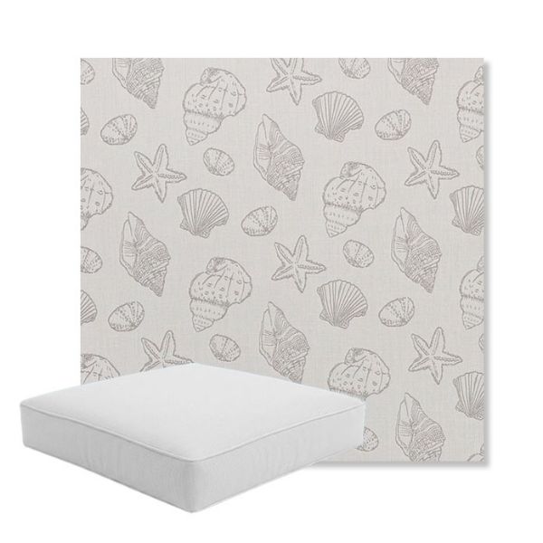 Picture of Nantucket Fossil | Boxed Square Outdoor Seat Cushion - Sunbrella© Fabric