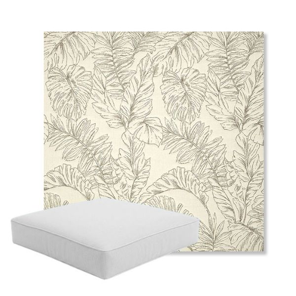 Picture of Palma Whitesand | Boxed Square Outdoor Seat Cushion - Sunbrella© Fabric