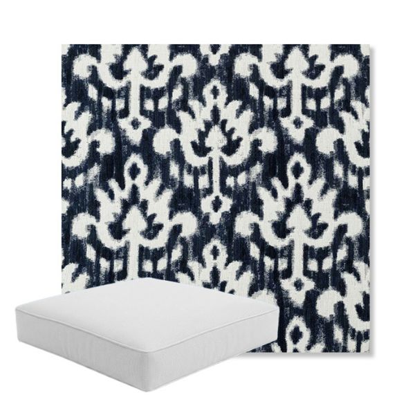 Picture of Patra Indigo | Boxed Square Outdoor Seat Cushion - Sunbrella© Fabric