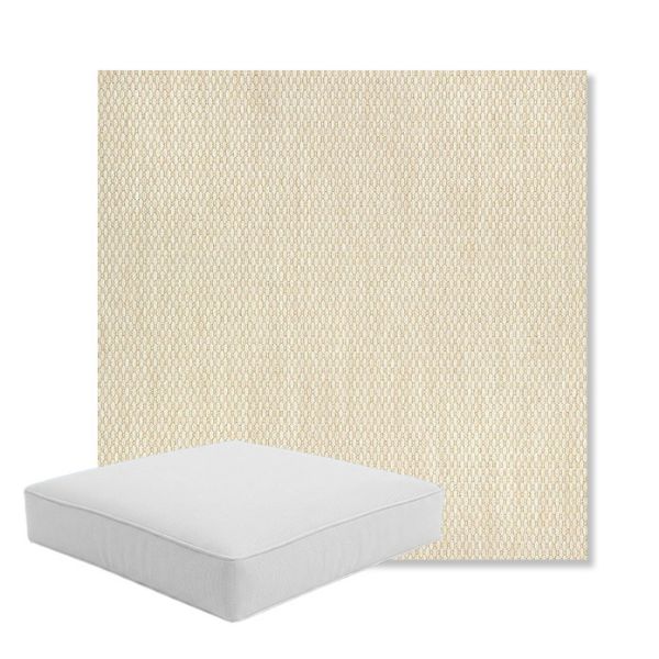 Picture of Pique Flax | Boxed Square Outdoor Seat Cushion - Sunbrella© Fabric