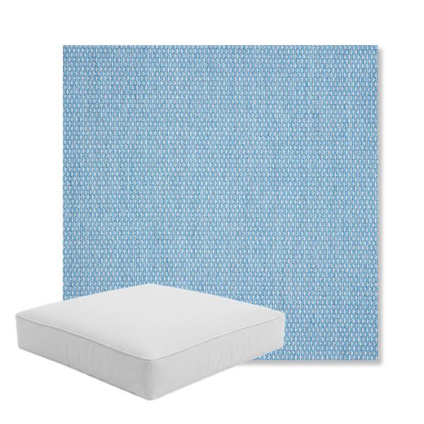Picture of Pique Sky | Boxed Square Outdoor Seat Cushion - Sunbrella© Fabric
