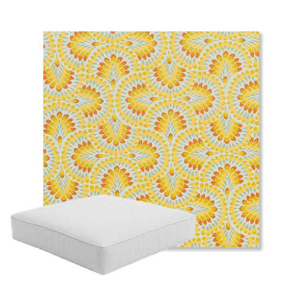 Picture of Plume Tropics | Boxed Square Outdoor Seat Cushion - Sunbrella© Fabric