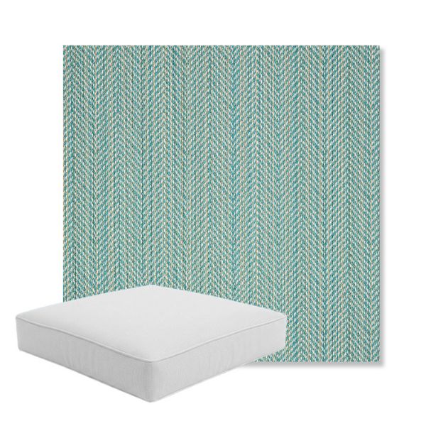 Picture of Posh Aqua | Boxed Square Outdoor Seat Cushion - Sunbrella© Fabric