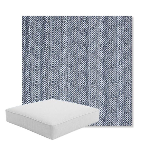 Picture of Posh Sapphire | Boxed Square Outdoor Seat Cushion - Sunbrella© Fabric