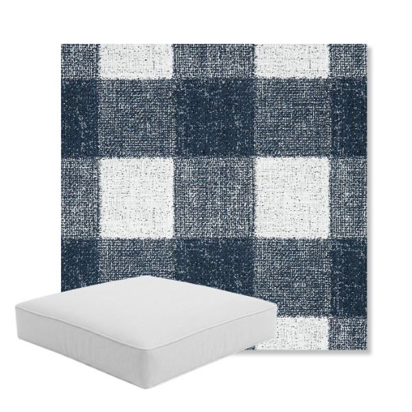 Picture of Preso Indigo | Boxed Square Outdoor Seat Cushion - Sunbrella© Fabric