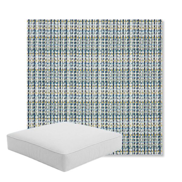 Picture of Principle Lagoon | Boxed Square Outdoor Seat Cushion - Sunbrella© Fabric