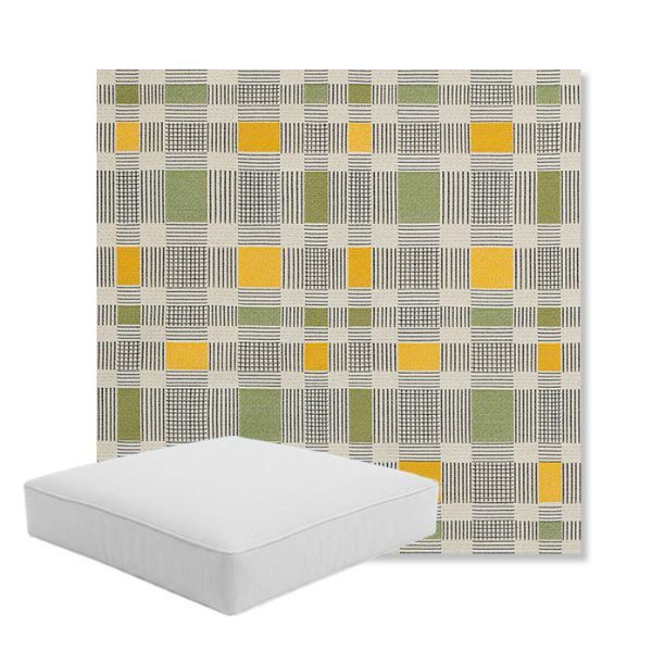 Picture of Rubix Lemon Lime | Boxed Square Outdoor Seat Cushion - Sunbrella© Fabric