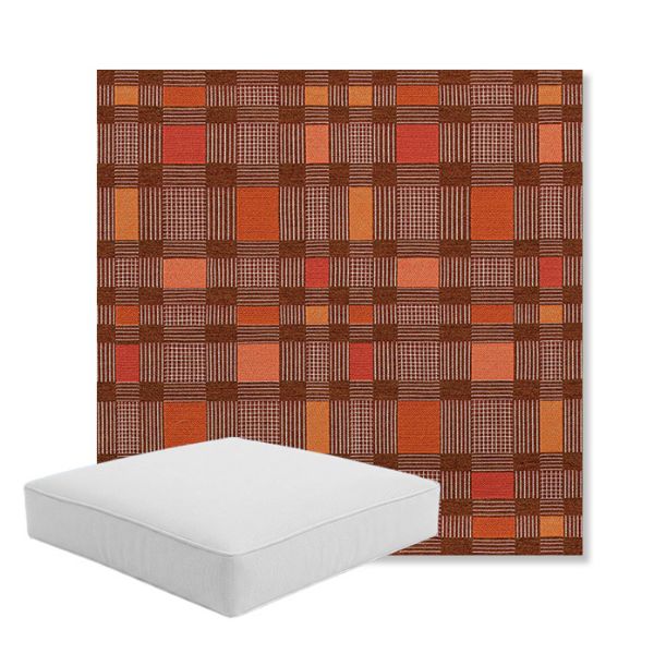 Picture of Rubix Spicy Melon | Boxed Square Outdoor Seat Cushion - Sunbrella© Fabric