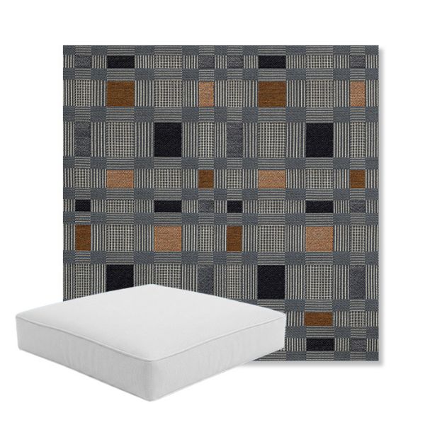 Picture of Rubix Vintage Denim | Boxed Square Outdoor Seat Cushion - Sunbrella© Fabric