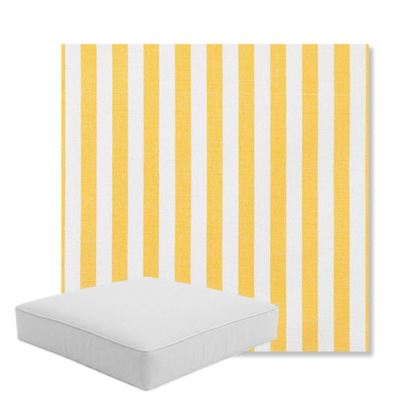 Picture of Sail Away Sunflower | Boxed Square Outdoor Seat Cushion - Sunbrella© Fabric