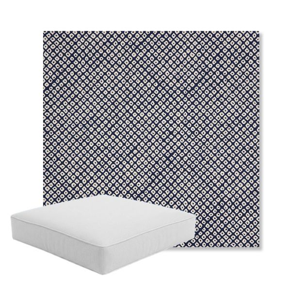 Picture of Shibori Indigo | Boxed Square Outdoor Seat Cushion - Sunbrella© Fabric