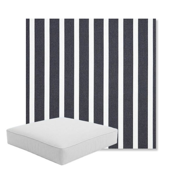 Picture of Shore Navy | Boxed Square Outdoor Seat Cushion - Sunbrella© Fabric