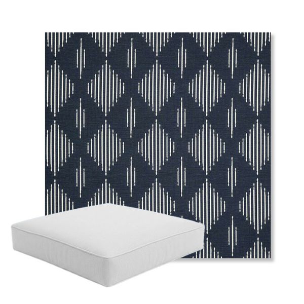Picture of Spinner Diamond Midnight | Boxed Square Outdoor Seat Cushion - Sunbrella© Fabric
